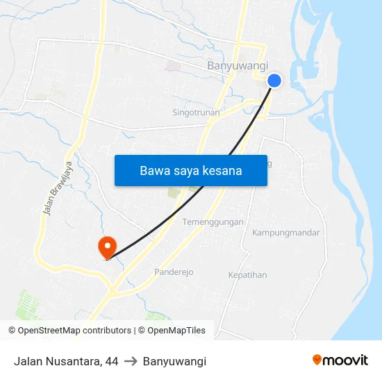 Jalan Nusantara, 44 to Banyuwangi map
