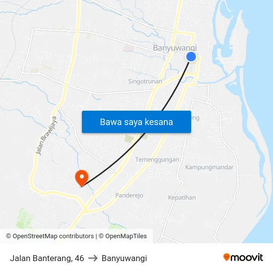 Jalan Banterang, 46 to Banyuwangi map