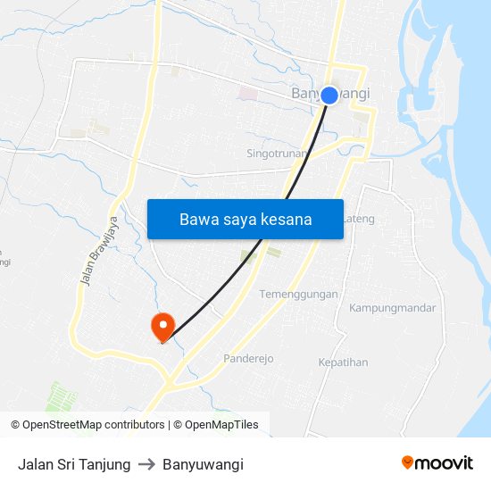 Jalan Sri Tanjung to Banyuwangi map