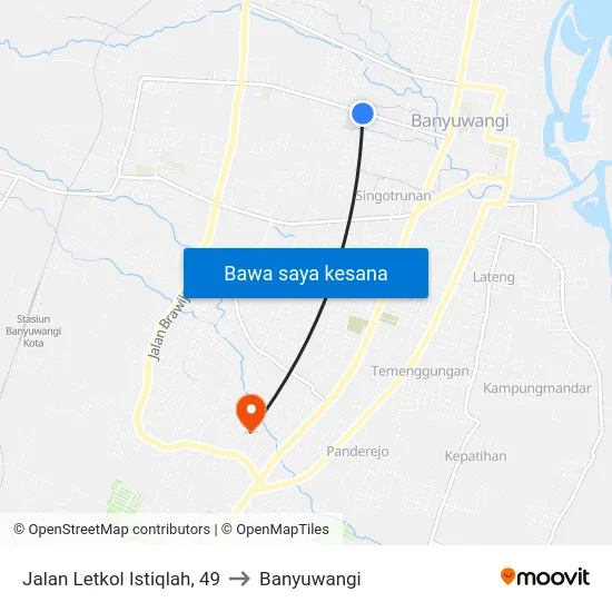 Jalan Letkol Istiqlah, 49 to Banyuwangi map