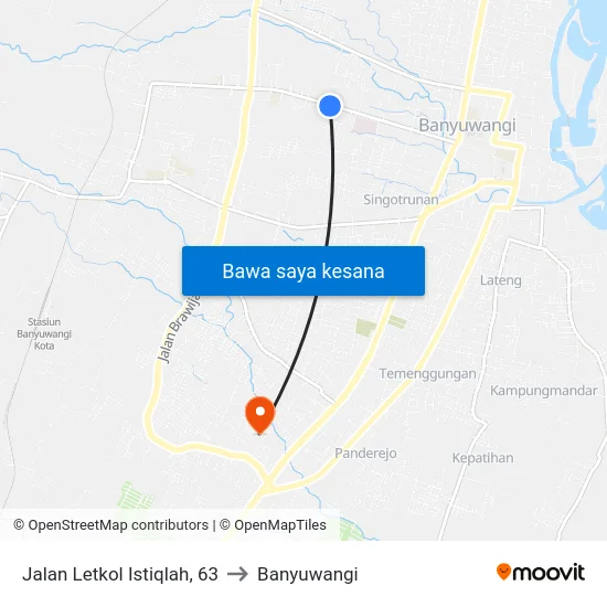 Jalan Letkol Istiqlah, 63 to Banyuwangi map