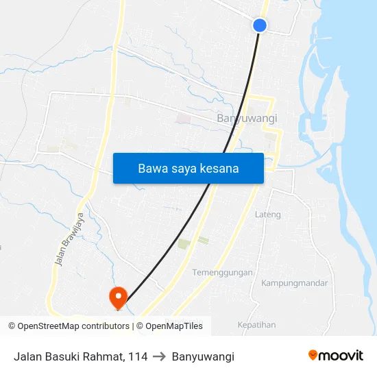 Jalan Basuki Rahmat, 114 to Banyuwangi map