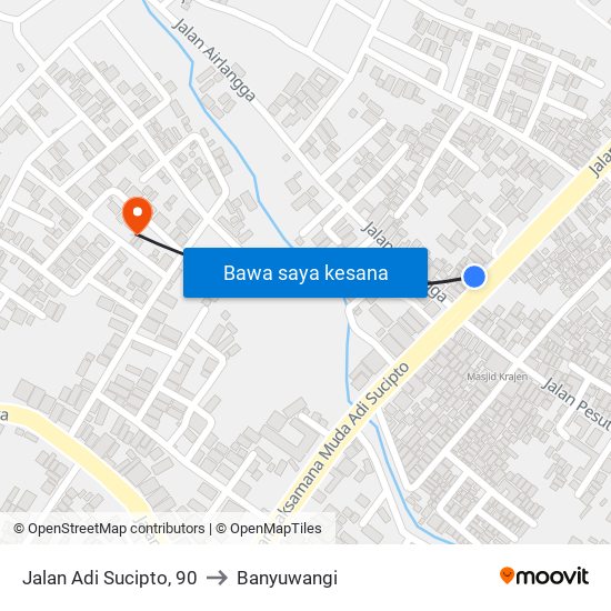 Jalan Adi Sucipto, 90 to Banyuwangi map