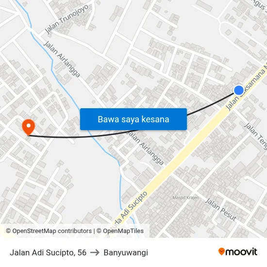 Jalan Adi Sucipto, 56 to Banyuwangi map