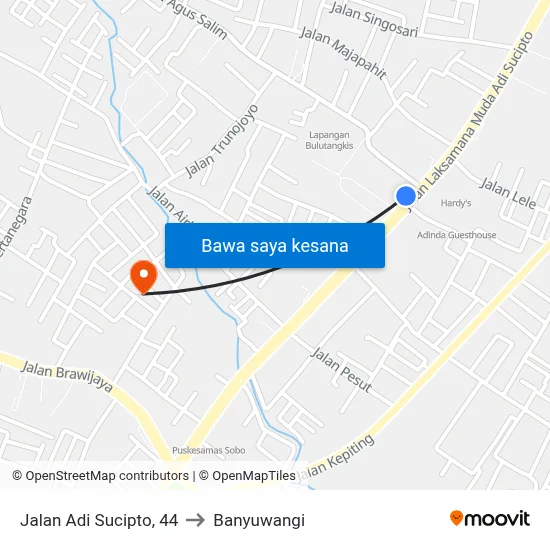 Jalan Adi Sucipto, 44 to Banyuwangi map