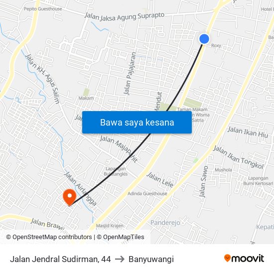 Jalan Jendral Sudirman, 44 to Banyuwangi map