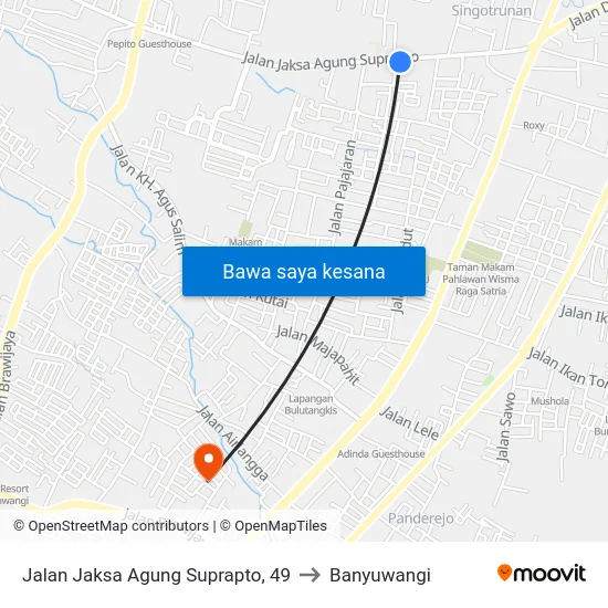 Jalan Jaksa Agung Suprapto, 49 to Banyuwangi map