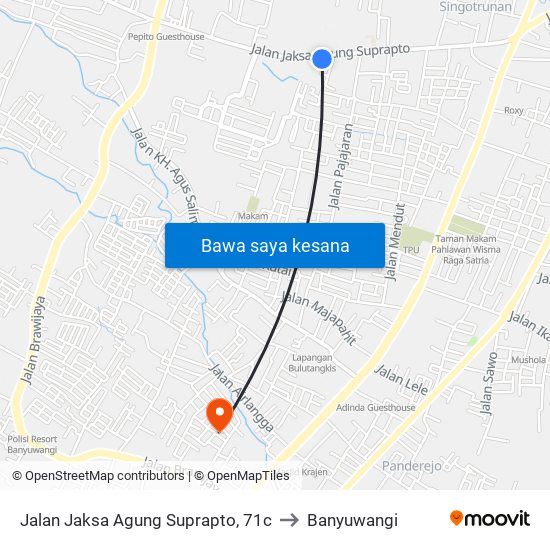 Jalan Jaksa Agung Suprapto, 71c to Banyuwangi map