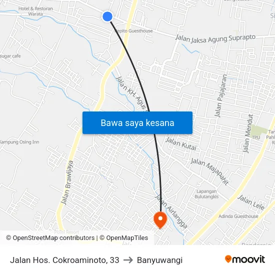 Jalan Hos. Cokroaminoto, 33 to Banyuwangi map
