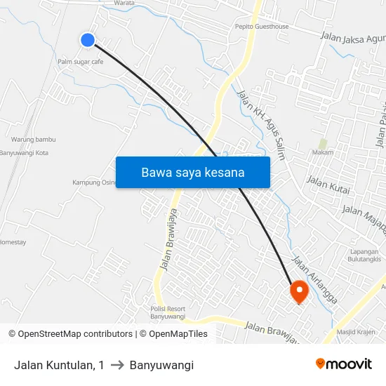 Jalan Kuntulan, 1 to Banyuwangi map