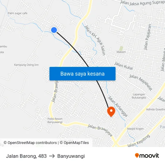 Jalan Barong, 483 to Banyuwangi map