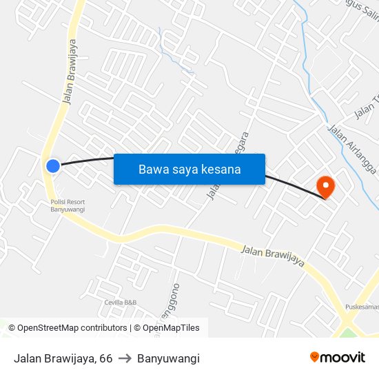 Jalan Brawijaya, 66 to Banyuwangi map