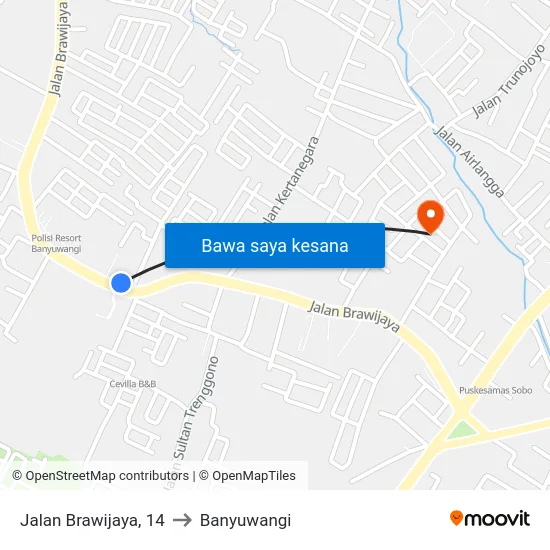 Jalan Brawijaya, 14 to Banyuwangi map