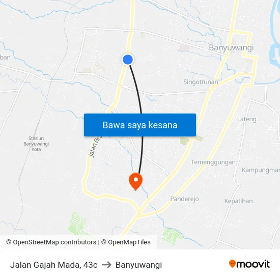 Jalan Gajah Mada, 43c to Banyuwangi map