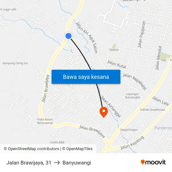 Jalan Brawijaya, 31 to Banyuwangi map