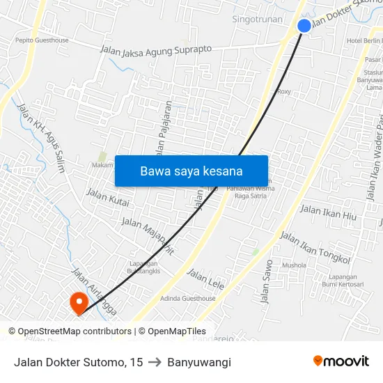 Jalan Dokter Sutomo, 15 to Banyuwangi map