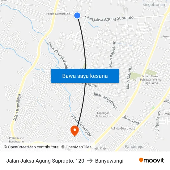 Jalan Jaksa Agung Suprapto, 120 to Banyuwangi map
