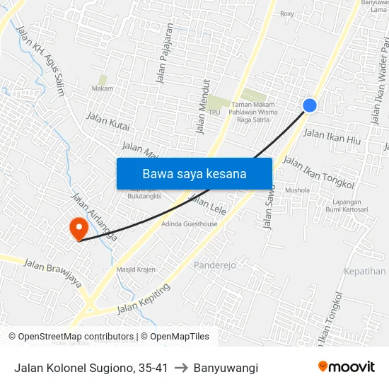 Jalan Kolonel Sugiono, 35-41 to Banyuwangi map