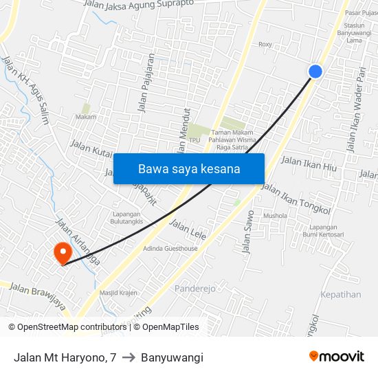 Jalan Mt Haryono, 7 to Banyuwangi map