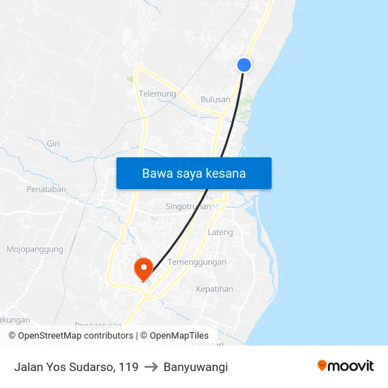Jalan Yos Sudarso, 119 to Banyuwangi map