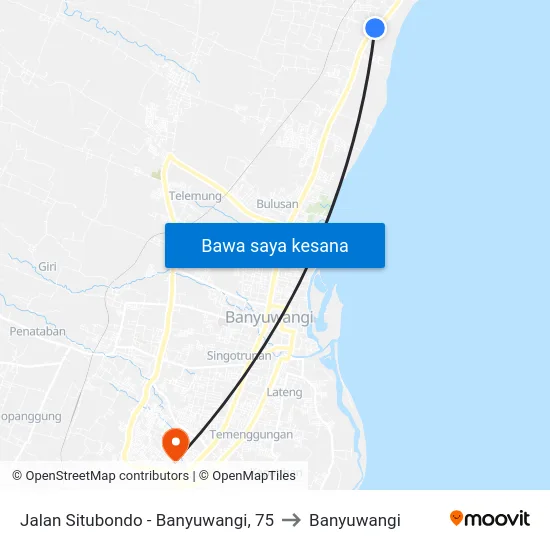 Jalan Situbondo - Banyuwangi, 75 to Banyuwangi map