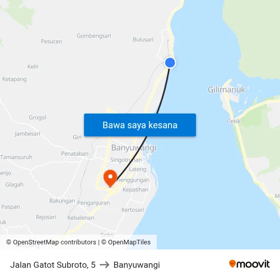 Jalan Gatot Subroto, 5 to Banyuwangi map