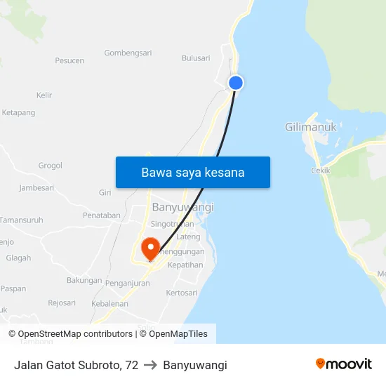 Jalan Gatot Subroto, 72 to Banyuwangi map