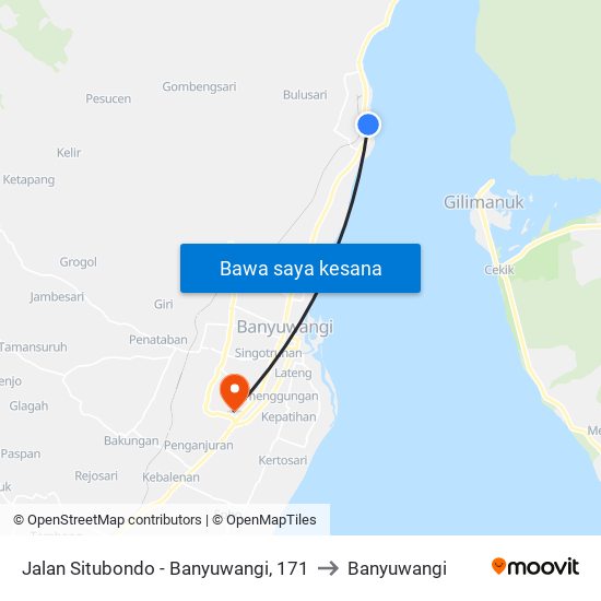 Jalan Situbondo - Banyuwangi, 171 to Banyuwangi map