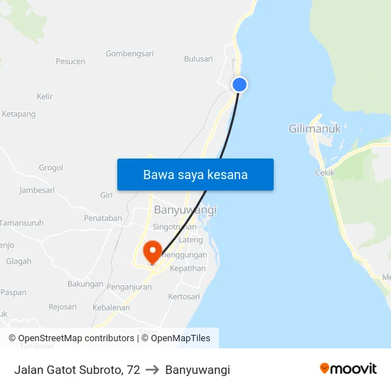 Jalan Gatot Subroto, 72 to Banyuwangi map