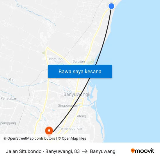 Jalan Situbondo - Banyuwangi, 83 to Banyuwangi map