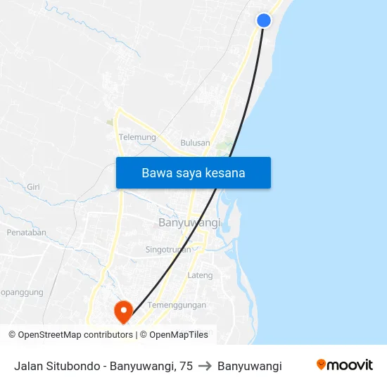 Jalan Situbondo - Banyuwangi, 75 to Banyuwangi map