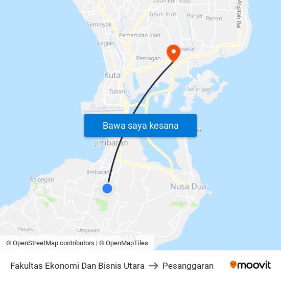 Fakultas Ekonomi Dan Bisnis Utara to Pesanggaran map