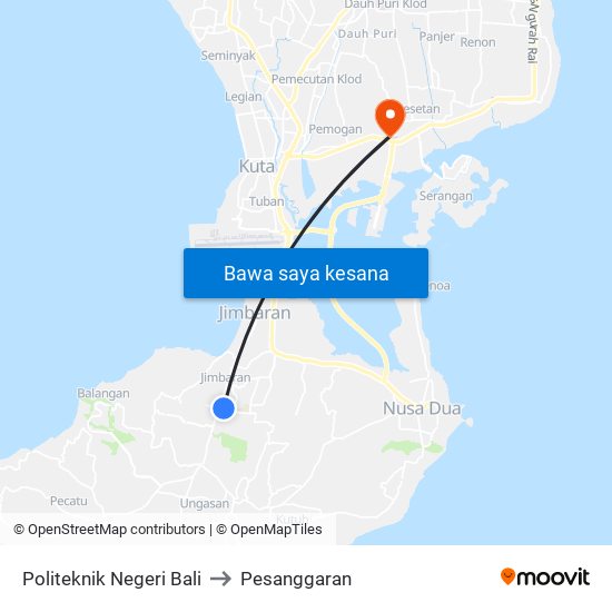 Politeknik Negeri Bali to Pesanggaran map