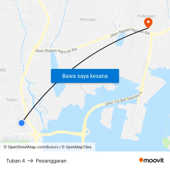 Tuban 4 to Pesanggaran map