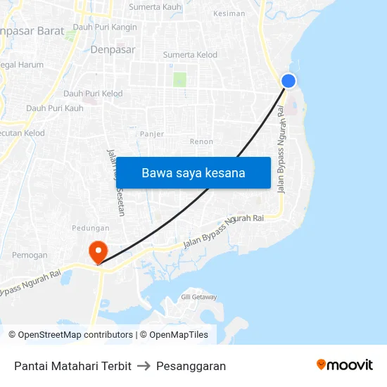 Pantai Matahari Terbit to Pesanggaran map