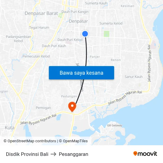 Disdik Provinsi Bali to Pesanggaran map