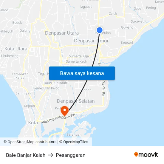 Bale Banjar Kalah to Pesanggaran map