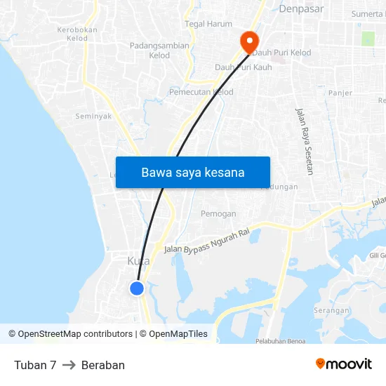 Tuban 7 to Beraban map