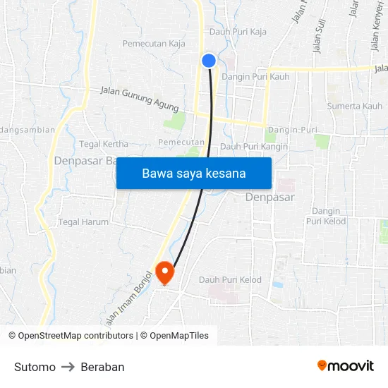 Sutomo to Beraban map