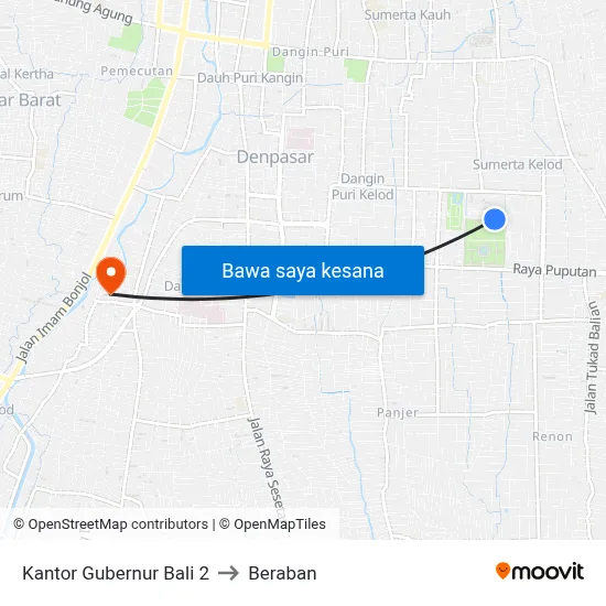 Kantor Gubernur Bali 2 to Beraban map