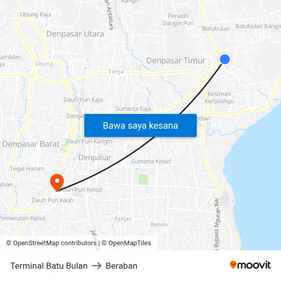 Terminal Batu Bulan to Beraban map