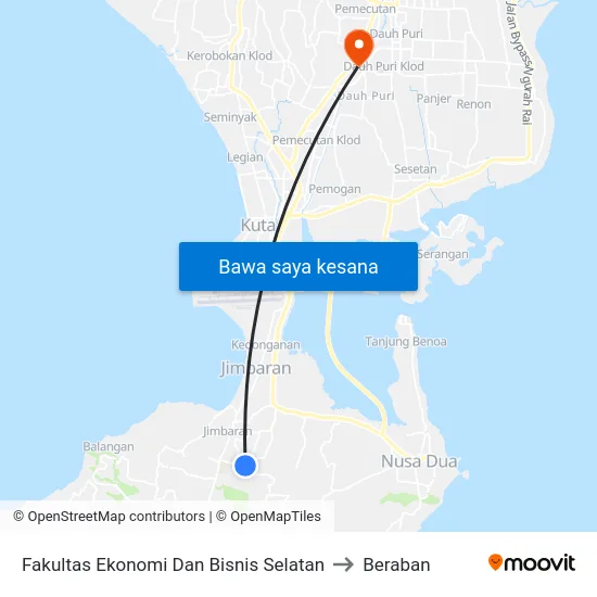 Fakultas Ekonomi Dan Bisnis Selatan to Beraban map