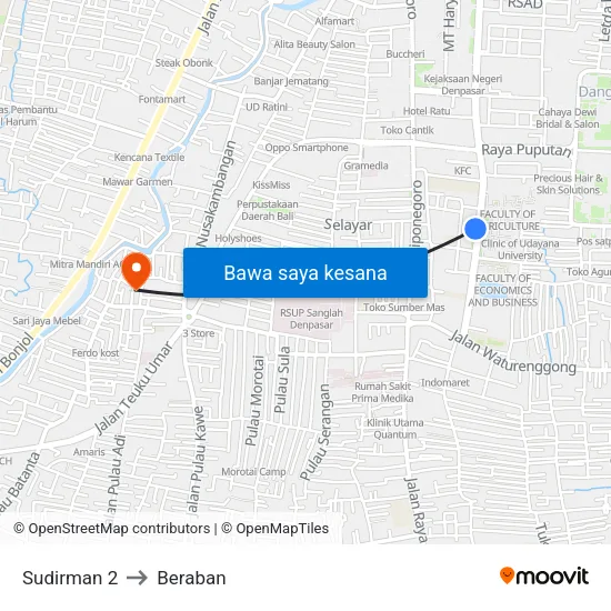 Sudirman 2 to Beraban map