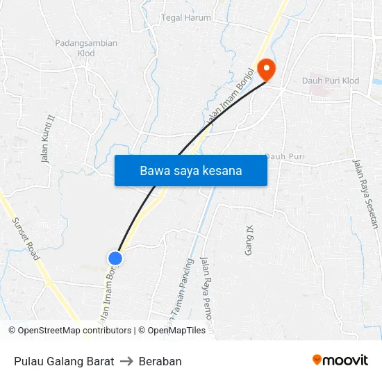 Pulau Galang Barat to Beraban map