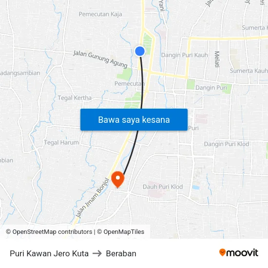 Puri Kawan Jero Kuta to Beraban map