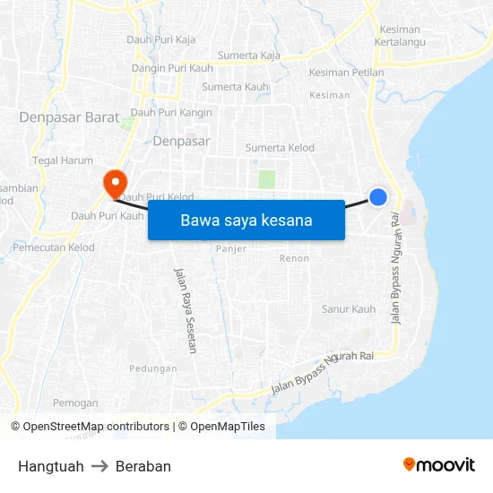 Hangtuah to Beraban map