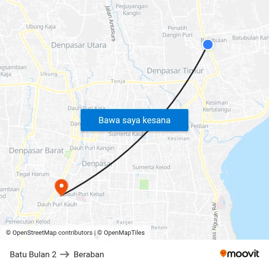 Batu Bulan 2 to Beraban map