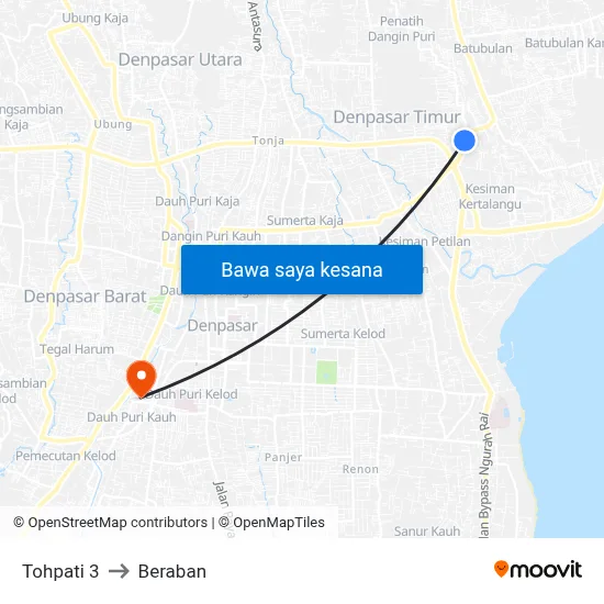 Tohpati 3 to Beraban map
