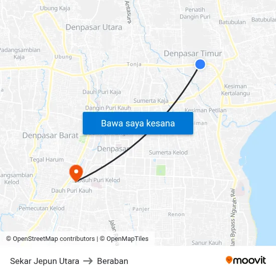 Sekar Jepun Utara to Beraban map