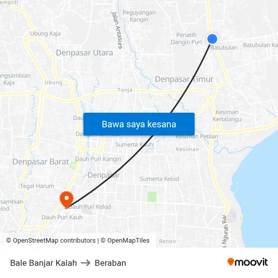 Bale Banjar Kalah to Beraban map
